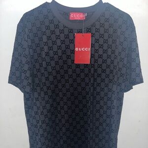 Gucci Black All-Over GG Logo Short Sleeve Tee